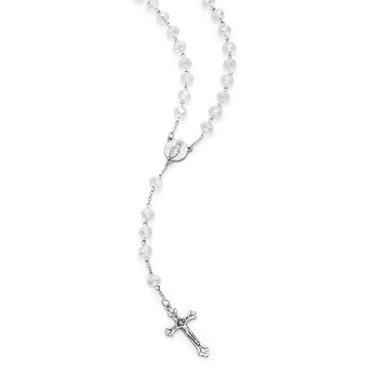 MONDO CATTOLICO ROMA Rosary 58 cm (22.83 in) / 80 cm (31.50 in) / 8x12 mm (0.31x0.47 in) Rosary with Clear Crystal Beads and Jubilee 2025 Logo