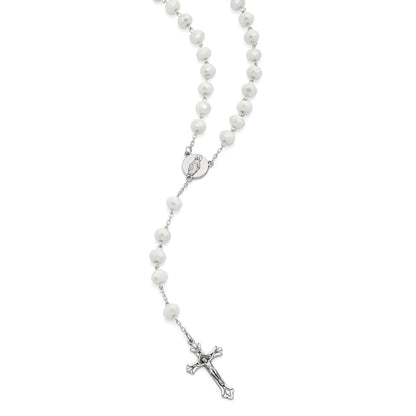 MONDO CATTOLICO ROMA Rosary 58 cm (22.83 in) / 80 cm (31.50 in) / 8x12 mm (0.31x0.47 in) Rosary with White Crystal Beads and Jubilee 2025 Logo