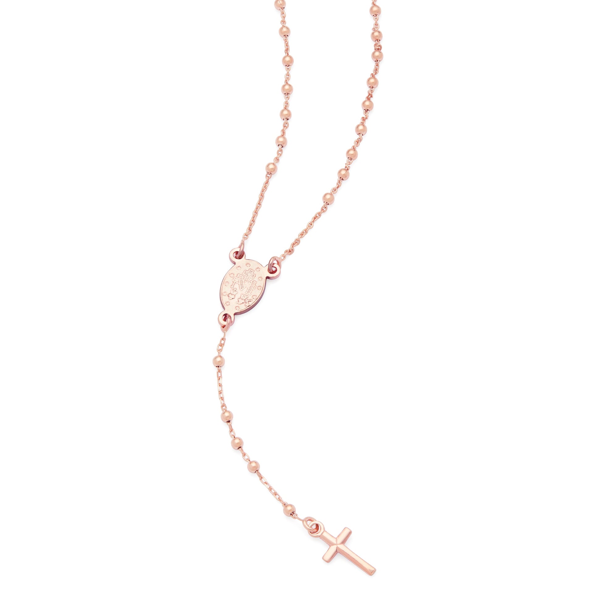 MONDO CATTOLICO ROMA Rosary 28 cm (11.02 in) / 42 cm (16.54 in) / 2 mm (0.08 in) Rose Gold-plated Sterling Silver Rosary