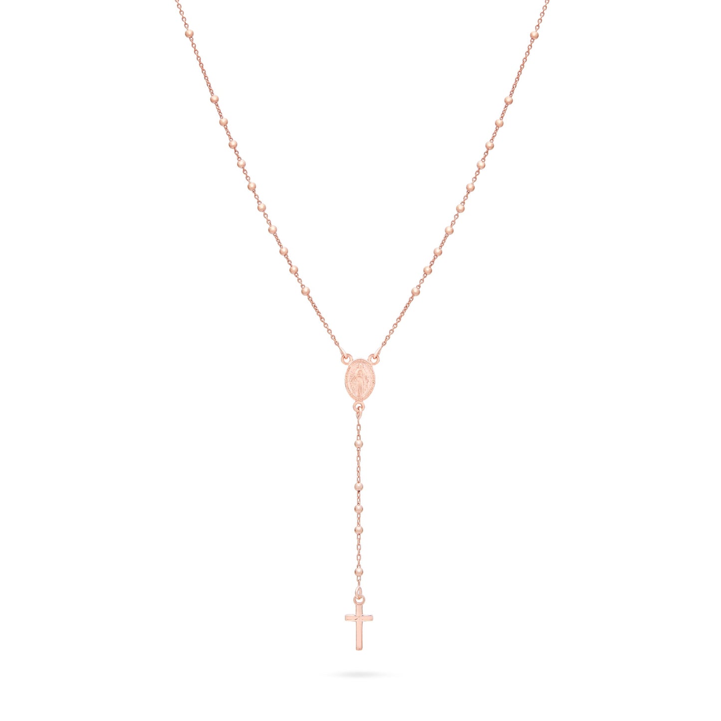 MONDO CATTOLICO ROMA Rosary 28 cm (11.02 in) / 42 cm (16.54 in) / 2 mm (0.08 in) Rose Gold-plated Sterling Silver Rosary