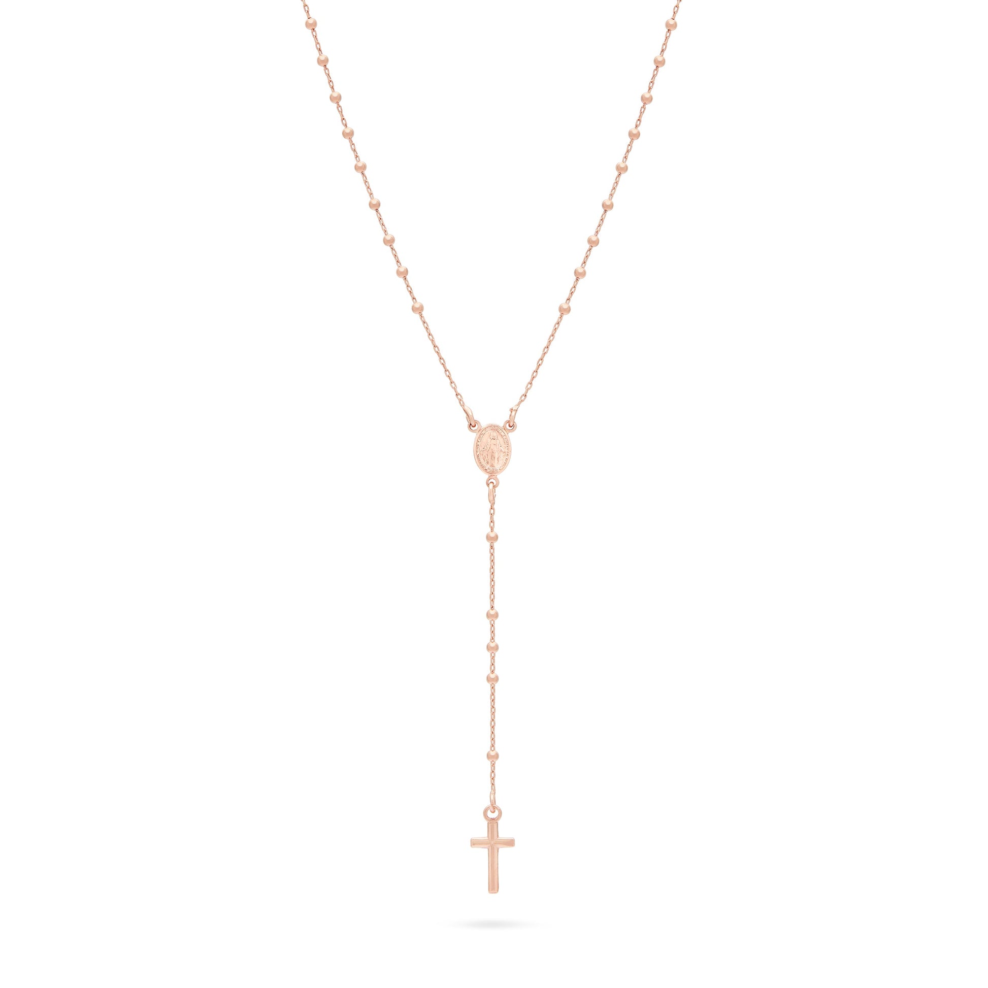 MONDO CATTOLICO ROMA Rosary 30 cm (11.81 in) / 44 cm (17.32 in) / 1.80 mm (0.07 in) Rose Gold-plated Sterling Silver Rosary with Small Beads