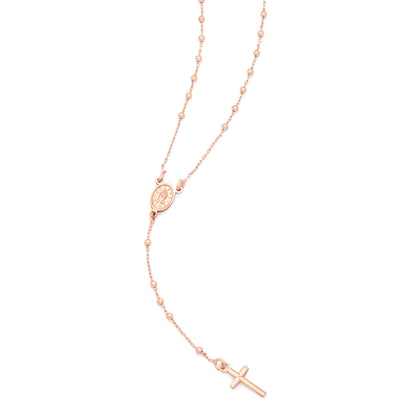 MONDO CATTOLICO ROMA Rosary 30 cm (11.81 in) / 44 cm (17.32 in) / 1.80 mm (0.07 in) Rose Gold-plated Sterling Silver Rosary with Small Beads