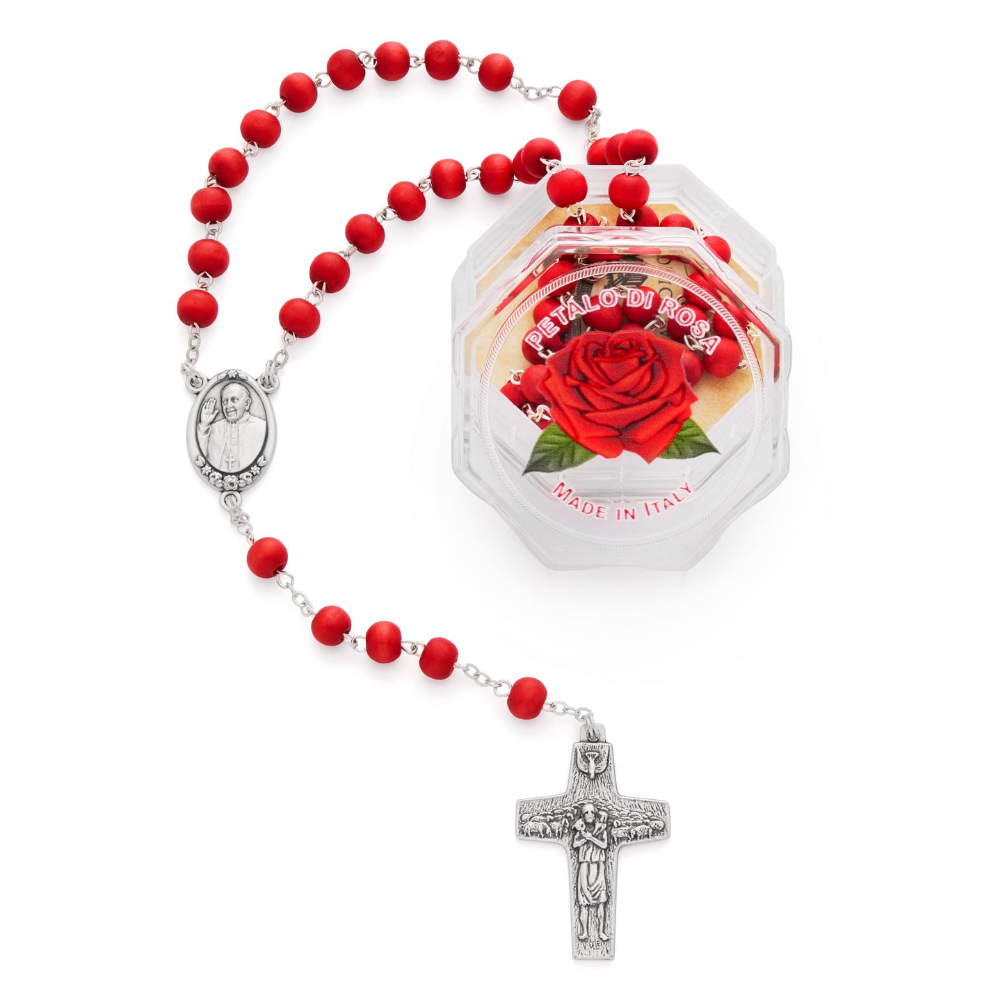 Mondo Cattolico Rosary 45 cm (17.72 in) / 6 mm (0.24 in) / 60 cm (23.62 in) Rose Petal Pope Francis Boxed Rosary