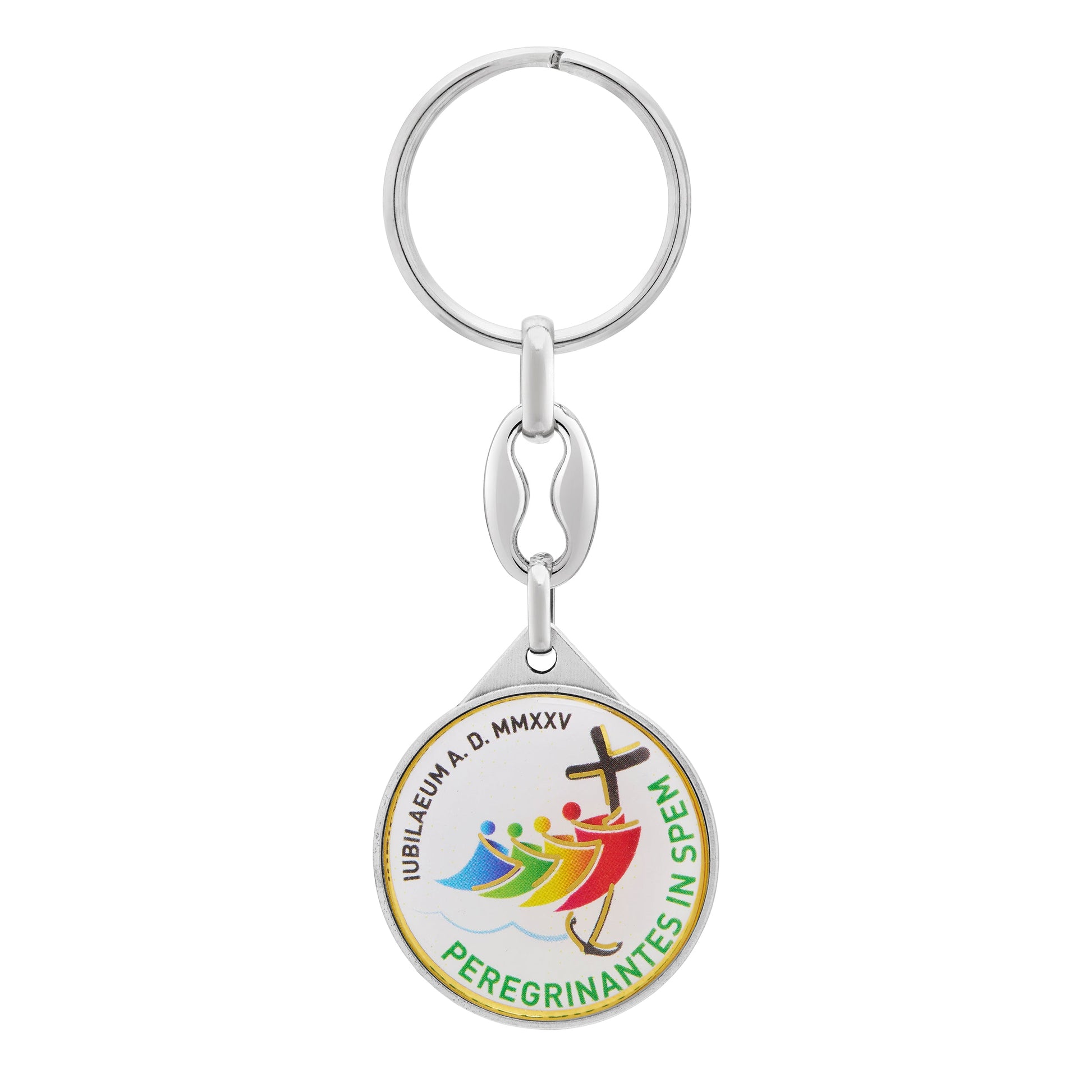 MONDO CATTOLICO ROMA Keychains Round Colored Metal Keychain with Jubilee 2025 Logo