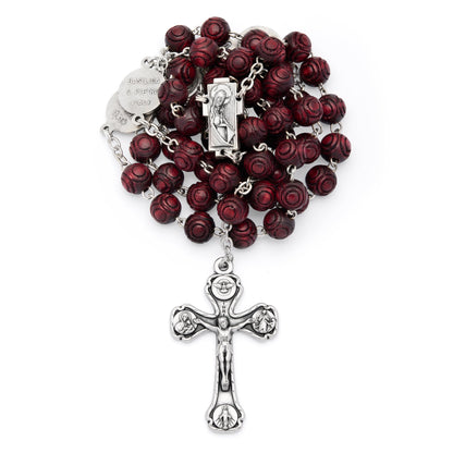 MONDO CATTOLICO ROMA Prayer Beads 51 cm (20.07 in) / 7 mm (0.27 in) Round Wooden Rosary Beads with the Four Basilicas