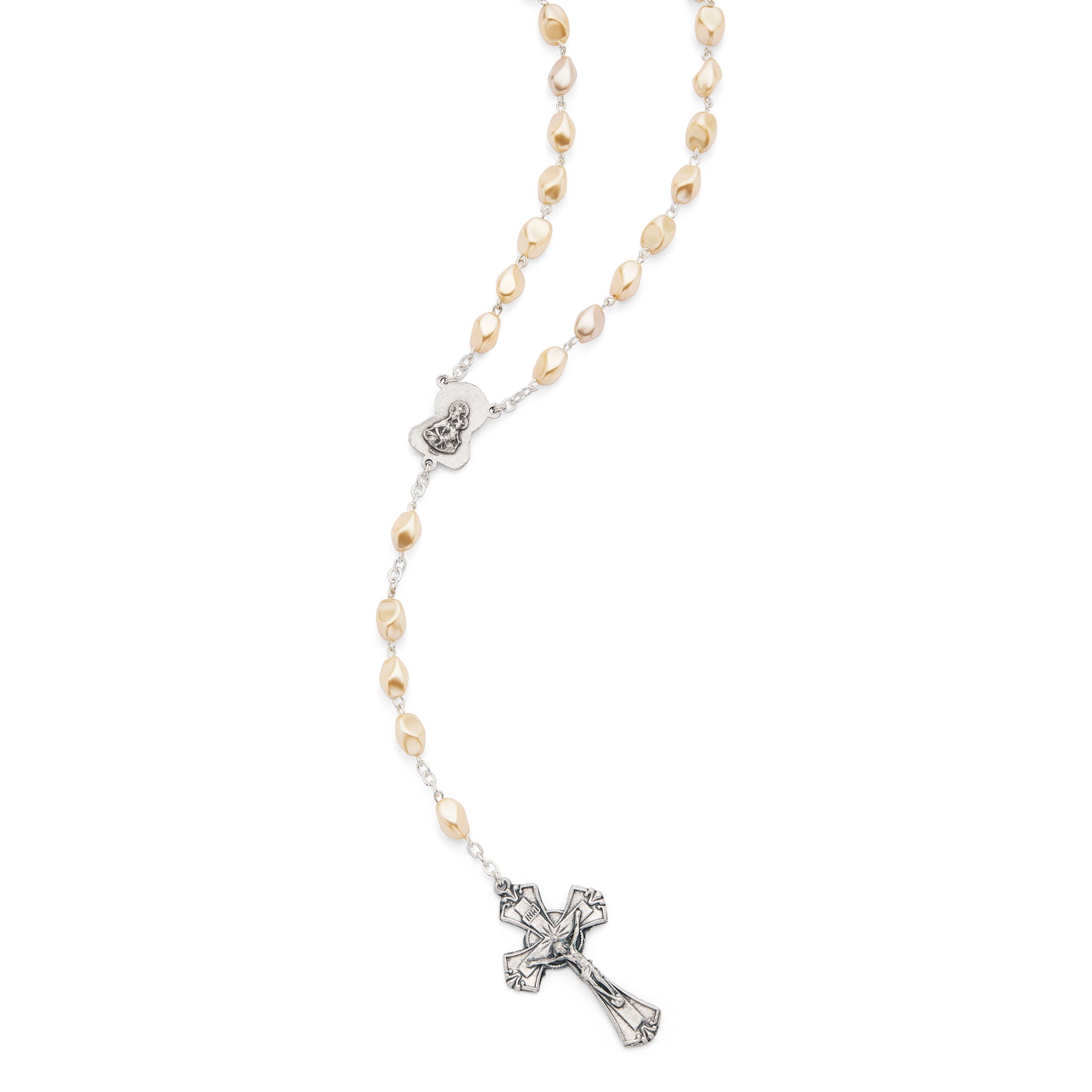 MONDO CATTOLICO ROMA Prayer Beads 60 cm (23.62 in) / 8 mm (0.31 in) Sacred Heart of Jesus Fresh Water Pearls Rosary