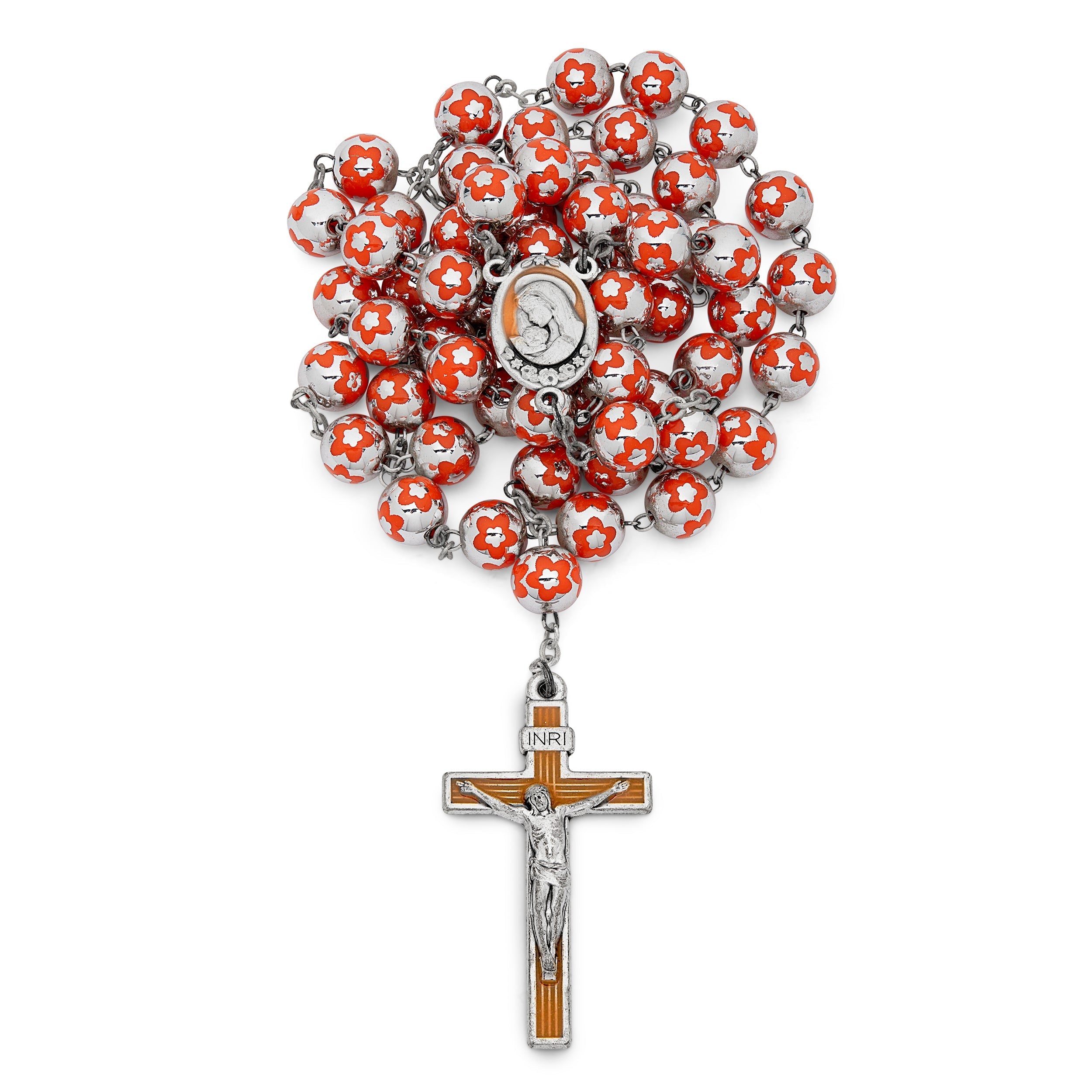 Handmade Rosary, 10mm Drawbench authentic Transparent Red Beads