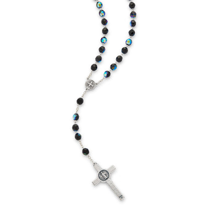 MONDO CATTOLICO ROMA Prayer Beads Saint Benedict Black Crystal Rosary