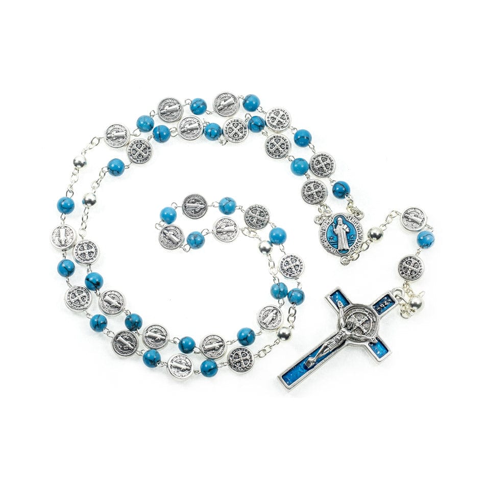 MONDO CATTOLICO Prayer Beads San Benedict Rosary in Turquoise