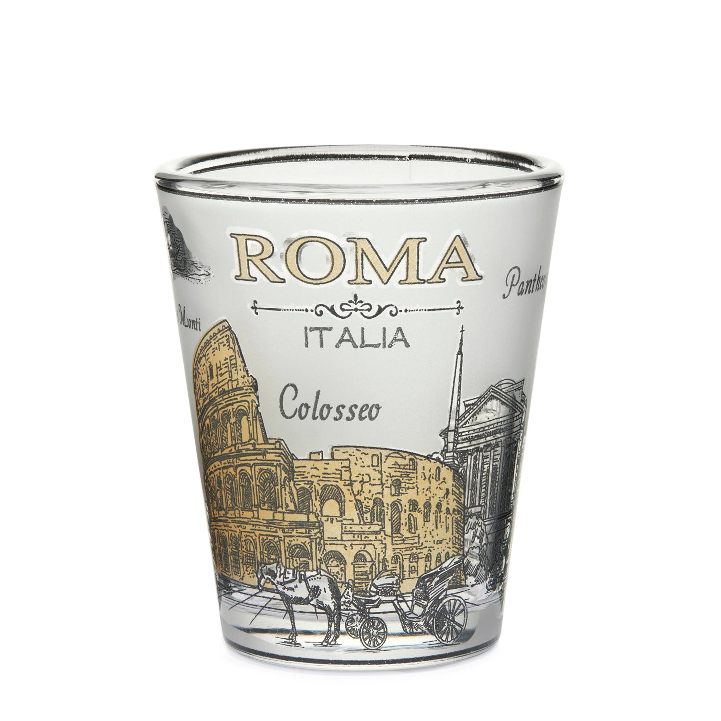 Mondo Cattolico Shot Glass 5.50 cm (2.17 in) Satin Souvenir Shot Glass with Rome's Monuments