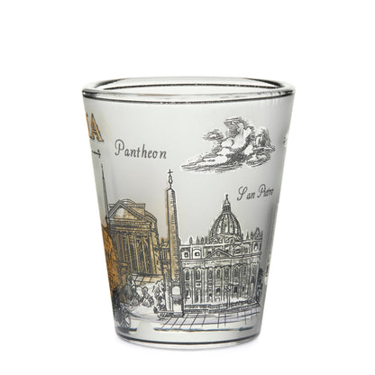 Mondo Cattolico Shot Glass 5.50 cm (2.17 in) Satin Souvenir Shot Glass with Rome's Monuments