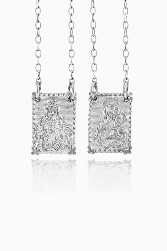 MONDO CATTOLICO Necklaces 9x12 mm (0.35x0.47 in) / Cm 70 (27.6 in) SCAPULAR STERLING SILVER 925 BLACK SILVER PLATED