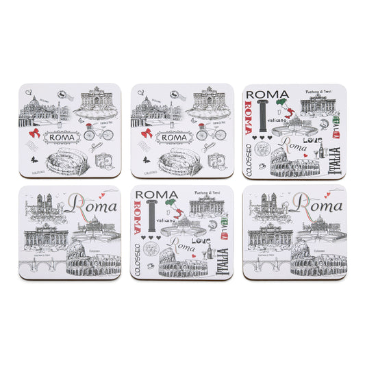 MONDO CATTOLICO ROMA Coaster 9.50 cm (3.74 in) Set of Coasters with Rome's Symbols