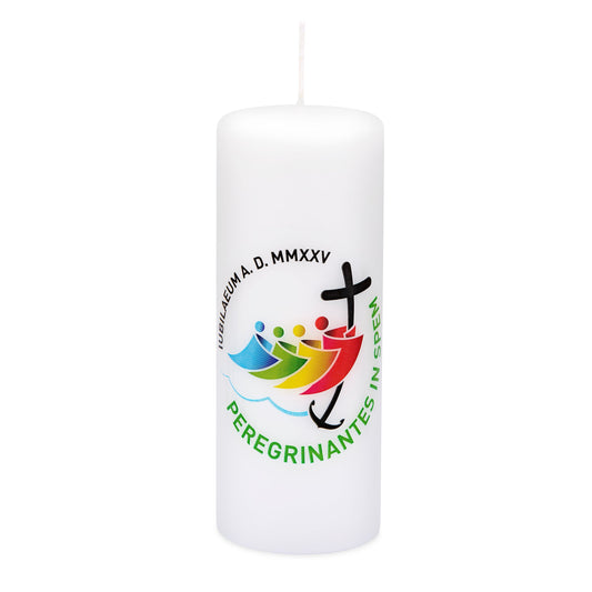 MONDO CATTOLICO ROMA Candle 50x130 mm (1.97x5.12 in) Small Candle with Official Jubilee 2025 Logo