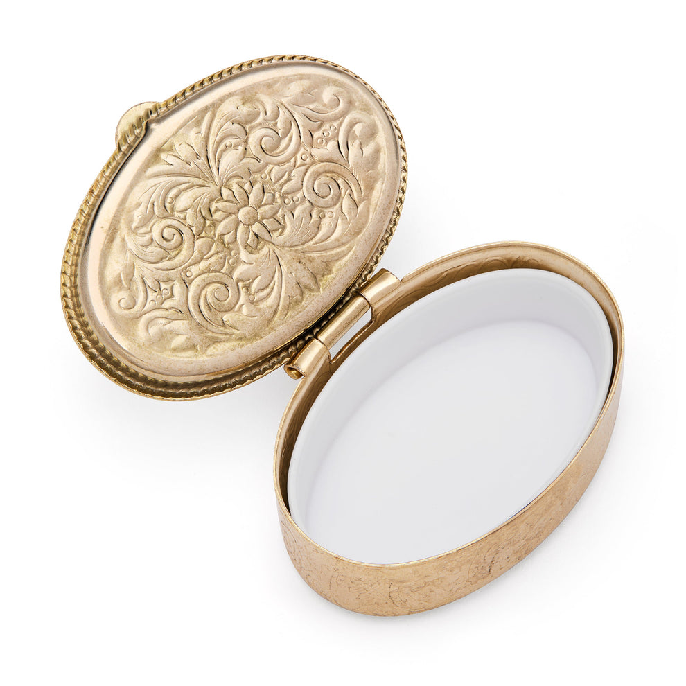 Small Oval Pill Box in Goldtone Metal with Jubilee 2025 Logo MONDO