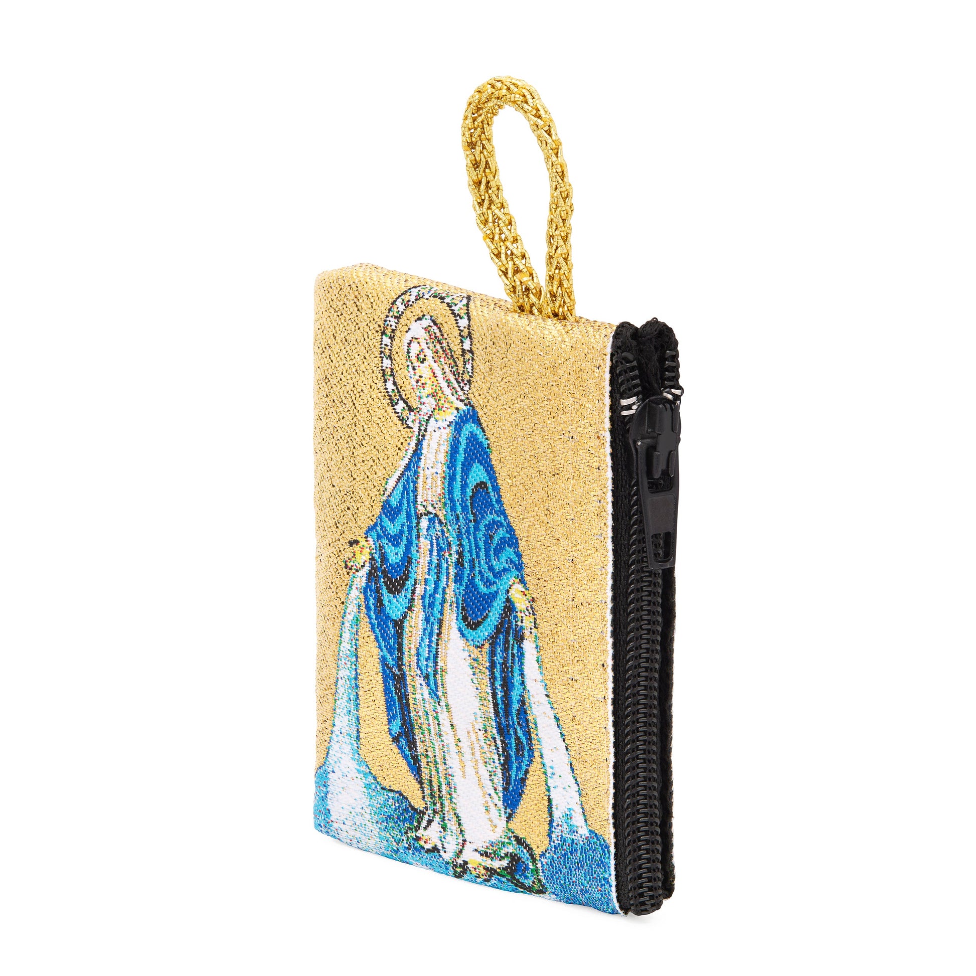 Mondo Cattolico Rosary Box 6.60 x 7.20 cm (2.60 x 2.83 in) Small Rosary Pouch with Jubilee 2025 Logo and Our Lady of the Miraculous Medal