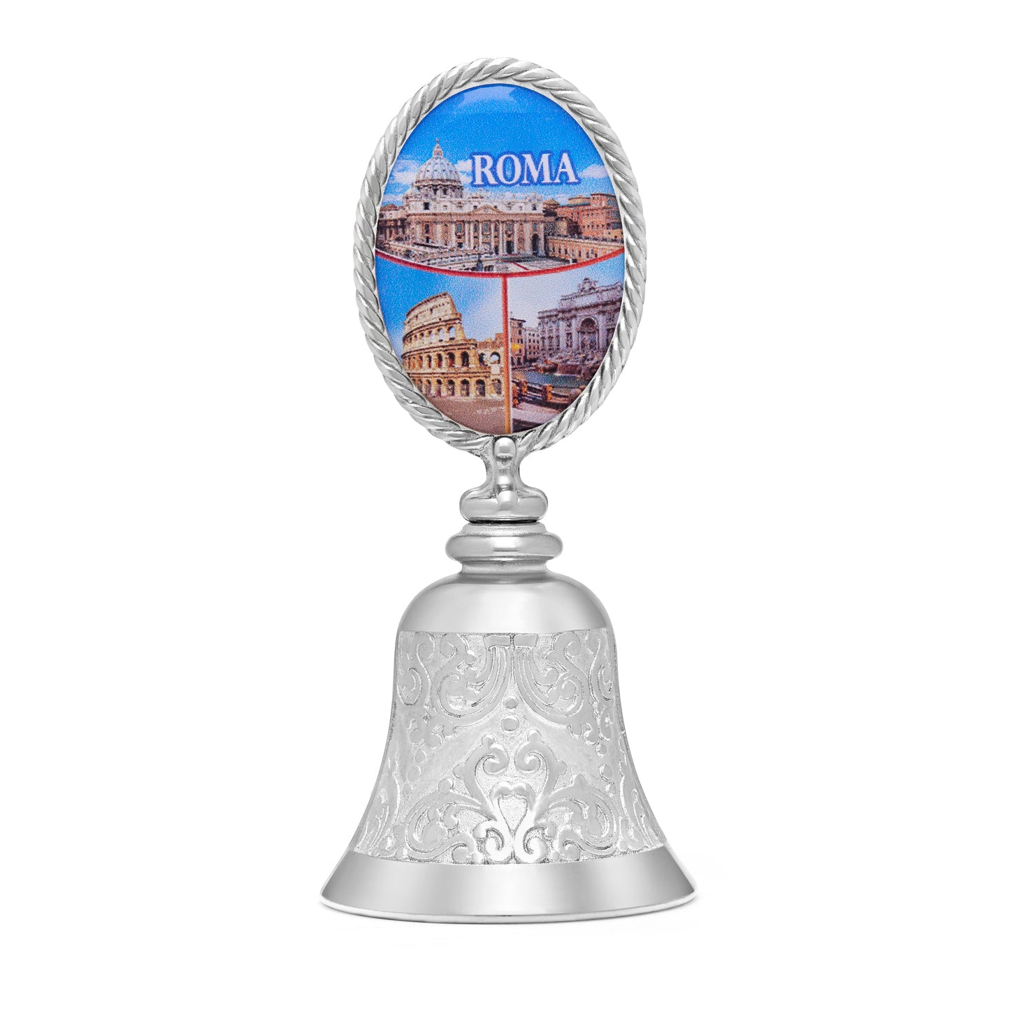 MONDO CATTOLICO ROMA Souvenir 8 cm (3.15 in) Souvenir Bell with Italian Flag and Rome's Monuments