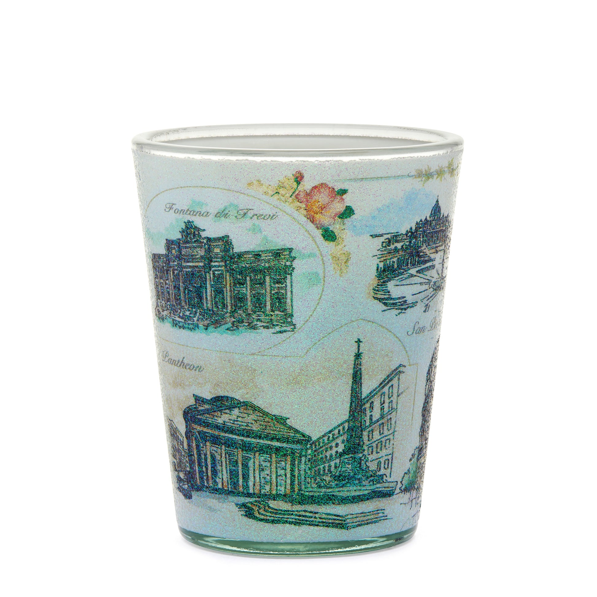 Mondo Cattolico Shot Glass 5.50 cm (2.17 in) Sparkly Souvenir Shot Glass with Rome's Monuments