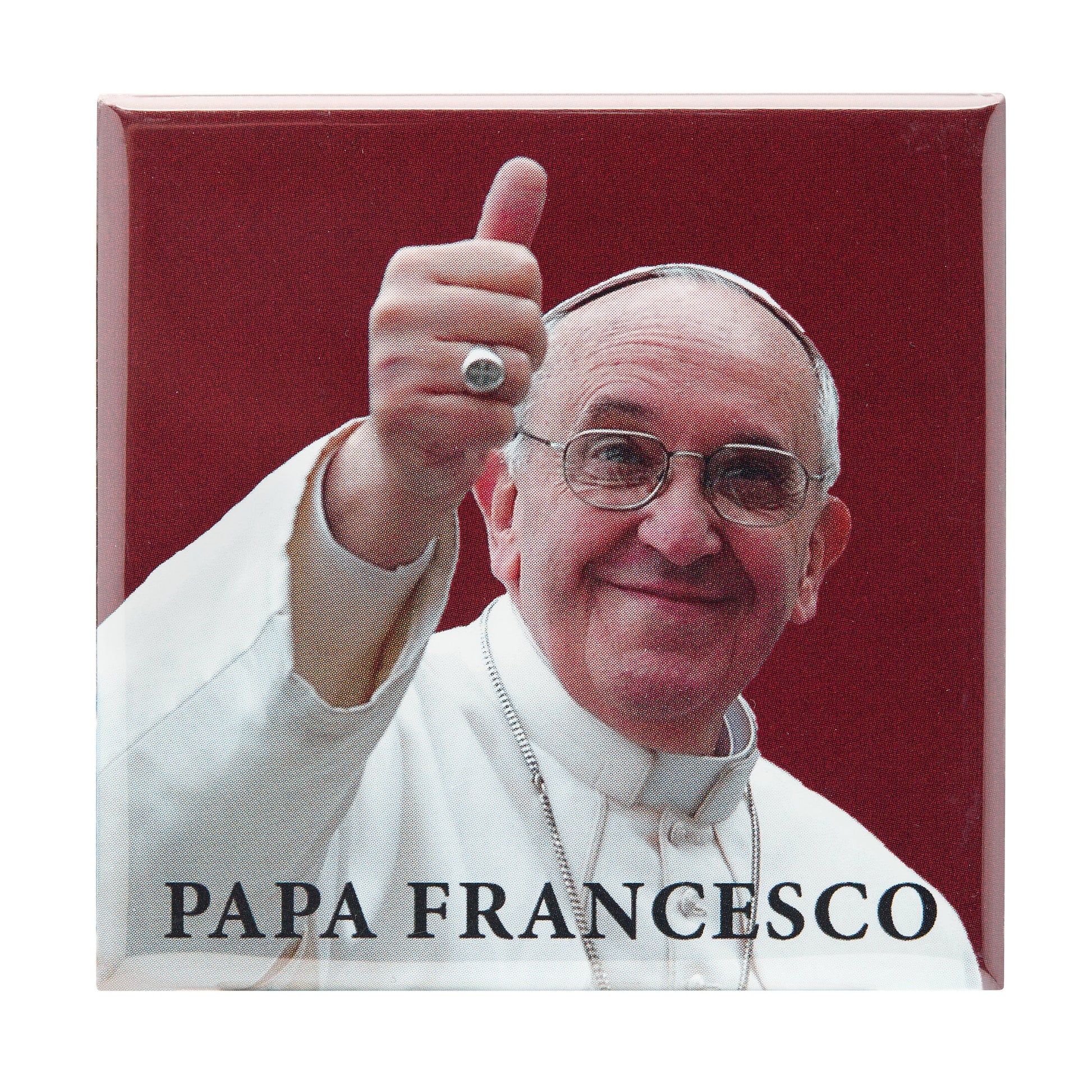 Mondo Cattolico Magnet 6.5x6.5 cm (2.56x2.56 in) Square Magnet with Pope Francis