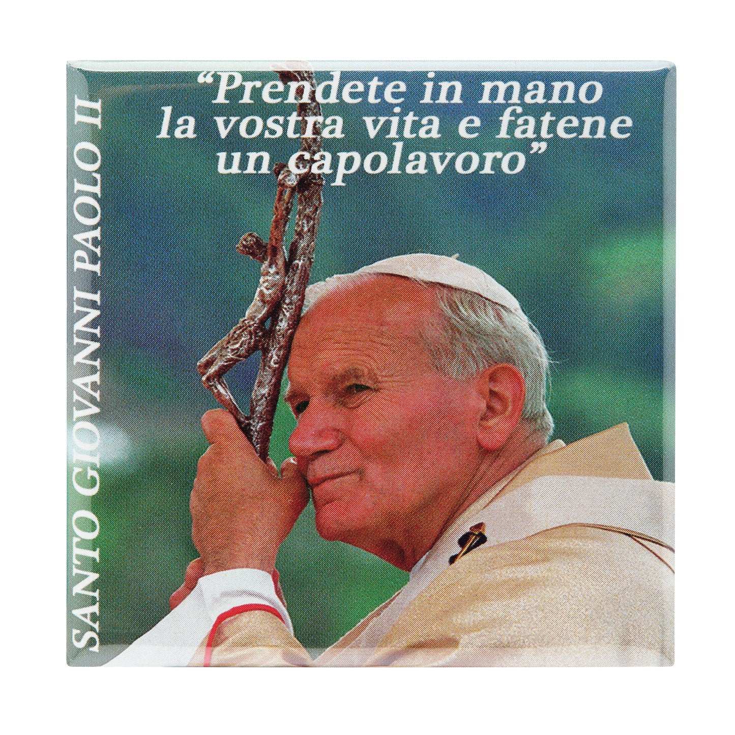 Mondo Cattolico Magnet 6.5x6.5 cm (2.56x2.56 in) Square Magnet with Pope St. John Paul II