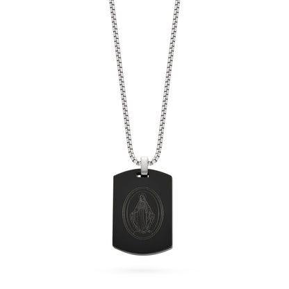 Mondo Cattolico Pendant 45 - 50 cm (17.72 - 19.69 in) / 1.20 x 2 cm (0.47 x 0.79 in) Stainless Steel Double Tag Pendant with Our Father and Chain