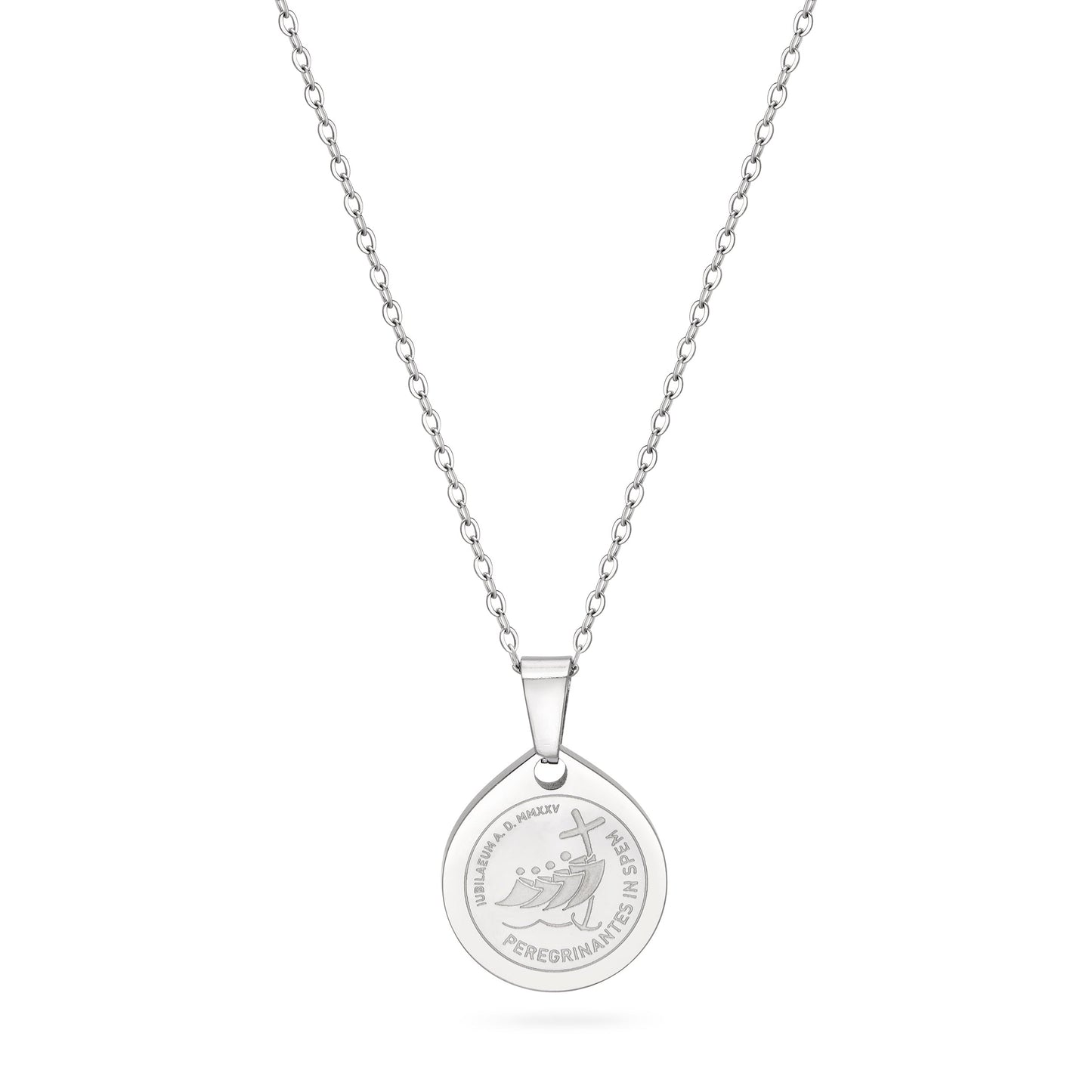 Mondo Cattolico Necklaces 48 cm (18.90 in) / 2 mm (0.08 in) Stainless Steel Necklace with Jubilee 2025 Medal