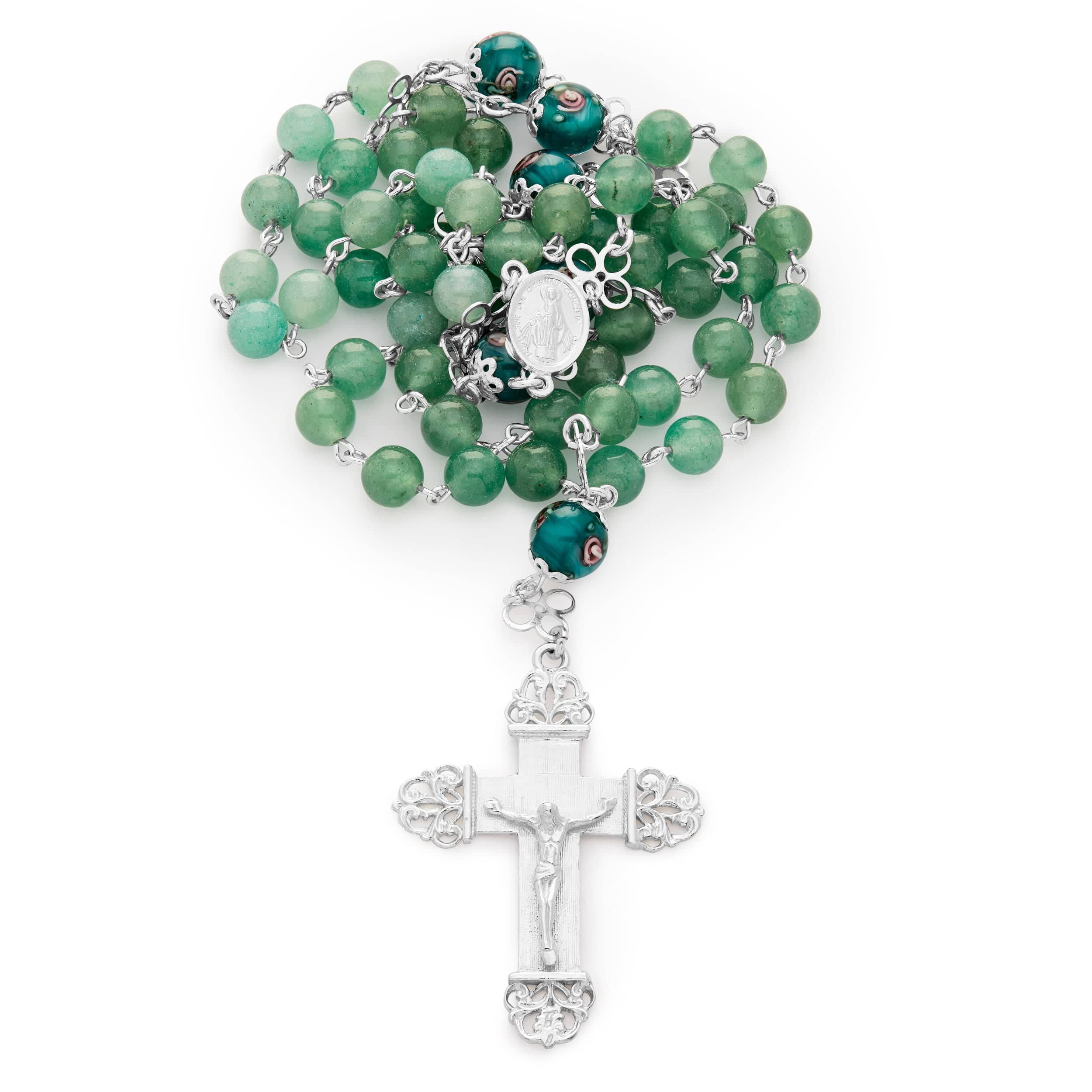 Rosary for women, Green Aventurine Rosary orders with Silver Hammered heart. Catholic Rosary, baptism, communion, Mother’s Day gifts, Easter,