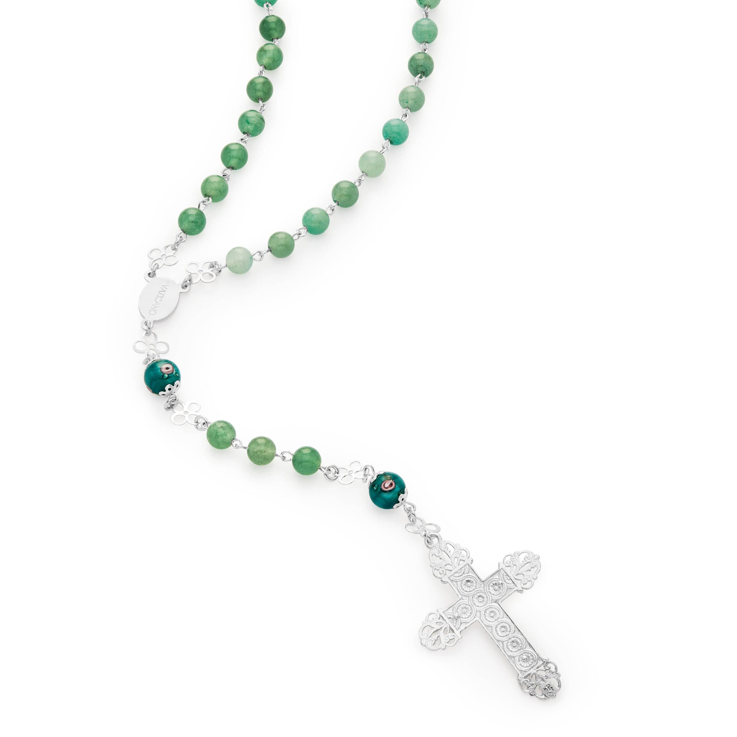 Snow offers quartz and xiuyan jade 925 sterling silver rosary