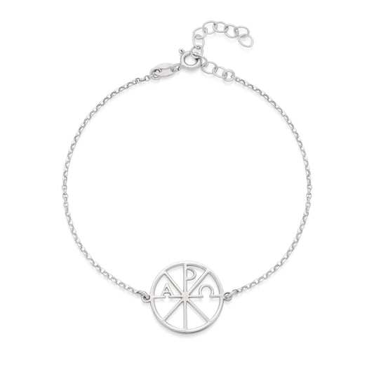 MONDO CATTOLICO ROMA Bracelet 18.5 - 21.5 cm (7.28 - 8.46 in) / 16 mm (0.63 in) Sterling Silver Bracelet with Chi Rho Medal