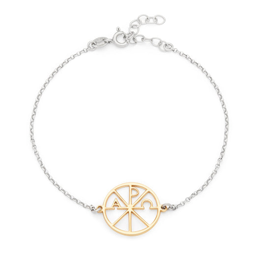 Mondo Cattolico Sterling Silver Bracelet with Gold-plated Sterling Silver Chi Rho Medal