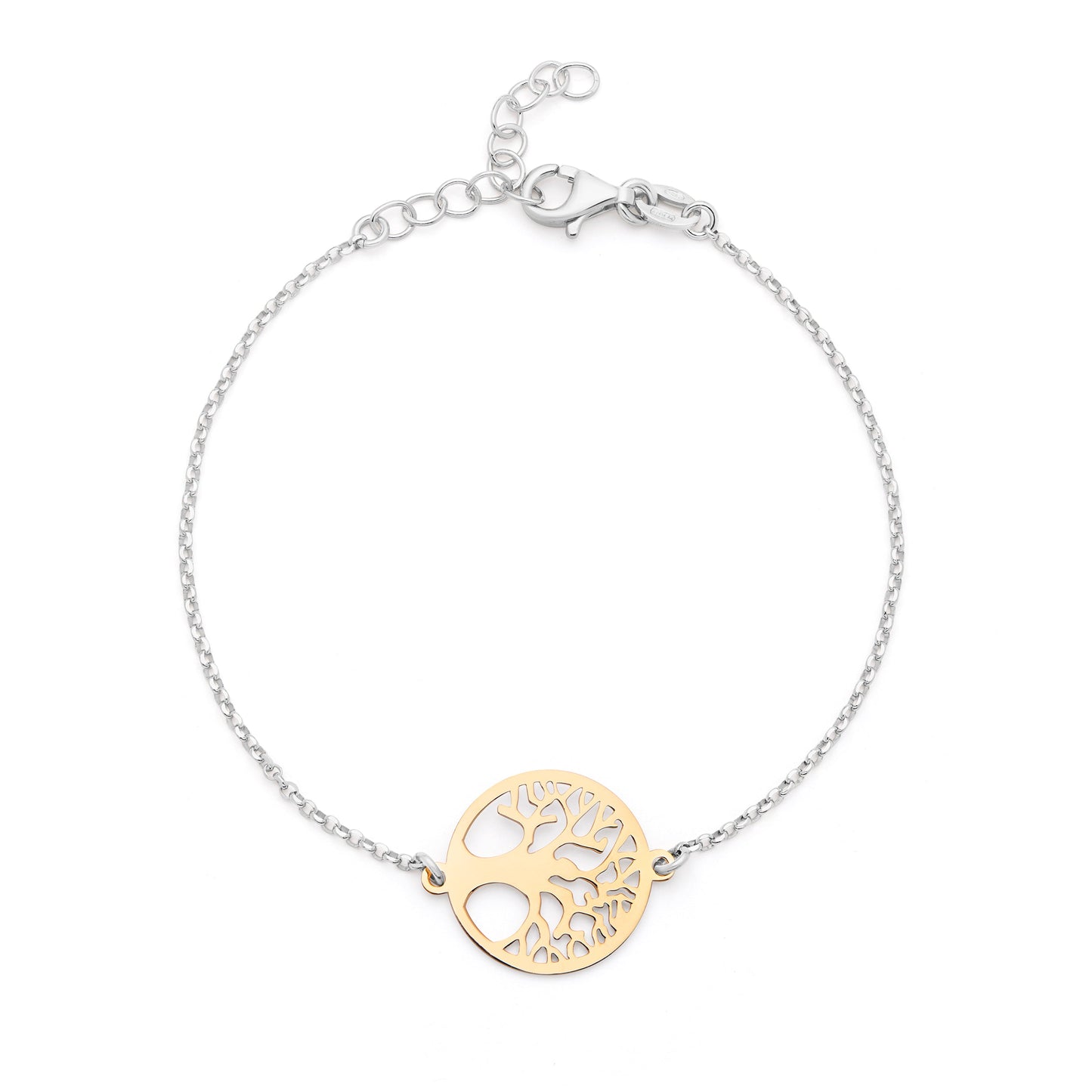 MONDO CATTOLICO ROMA Bracelet 16.5 - 19.5 cm (6.5 - 7.68 in) Sterling Silver Bracelet with Gold-plated Sterling Silver Tree of Life