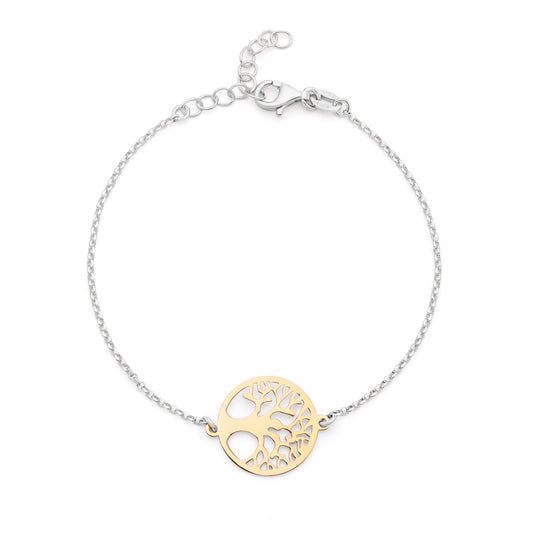 MONDO CATTOLICO ROMA Bracelet 16.5 - 19.5 cm (6.5 - 7.68 in) Sterling Silver Bracelet with Gold-plated Sterling Silver Tree of Life