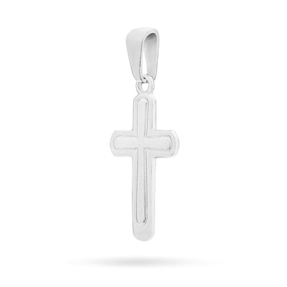 Mondo Cattolico Pendant 25 mm (0.98 in) Sterling Silver Cross Pendant With Satin Interior