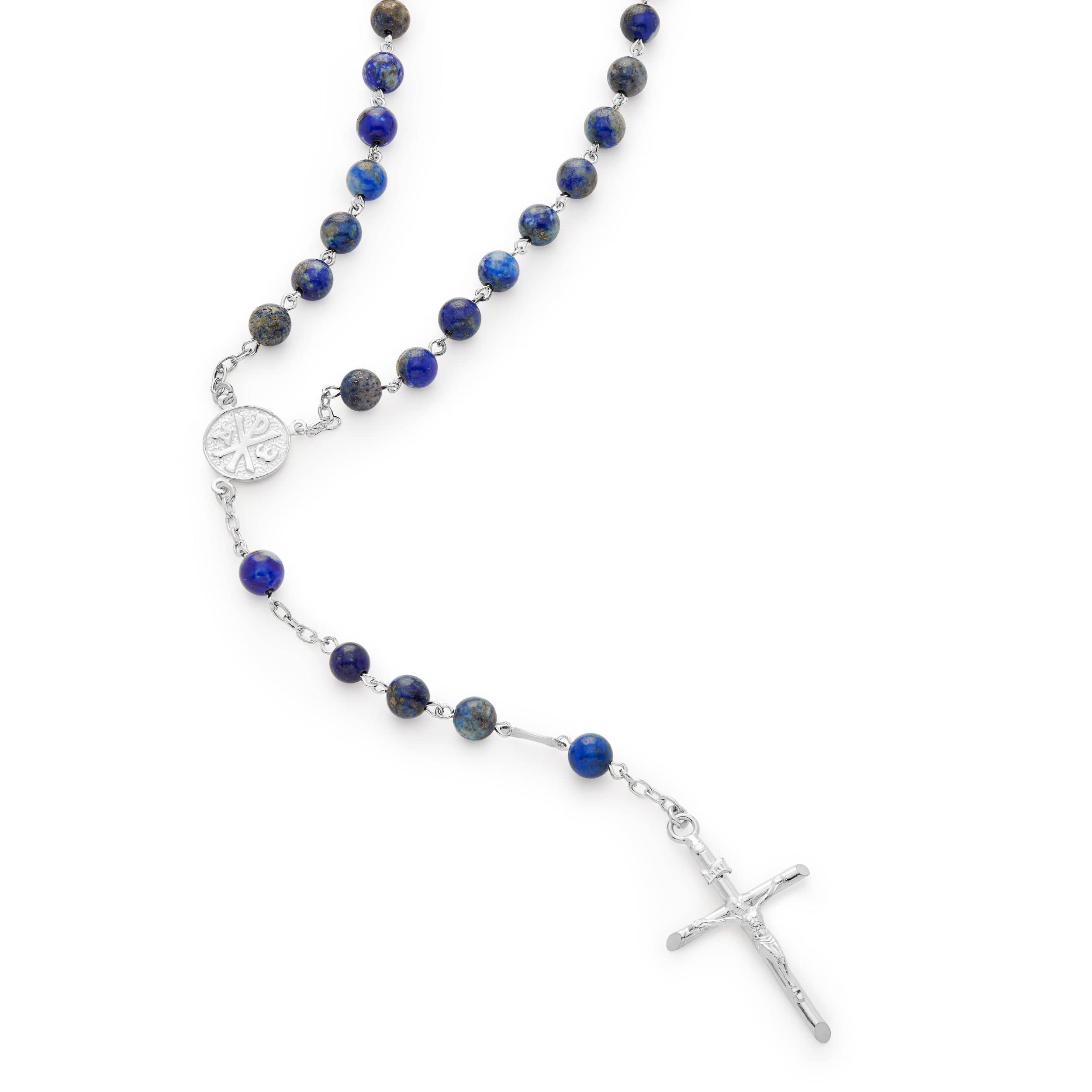 Our Lady of store Loretto Rosary prayer beads, Tibetan silver and Lapis Lazuli Gemstone Rosaries, Sacramental Rosaries, Spiritual religious gift.