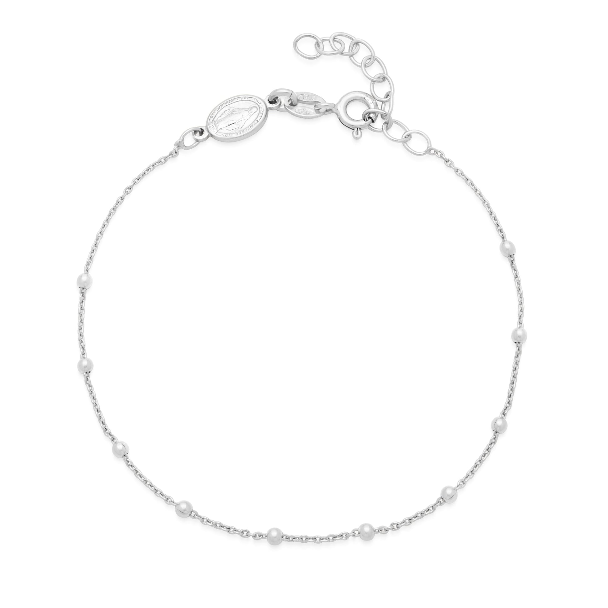 Mondo Cattolico Bracelet 17 - 19.5 cm (6.69 - 7.68 in) / 2 mm (0.08 in) Sterling Silver Rosary Bracelet with Miraculous Medal