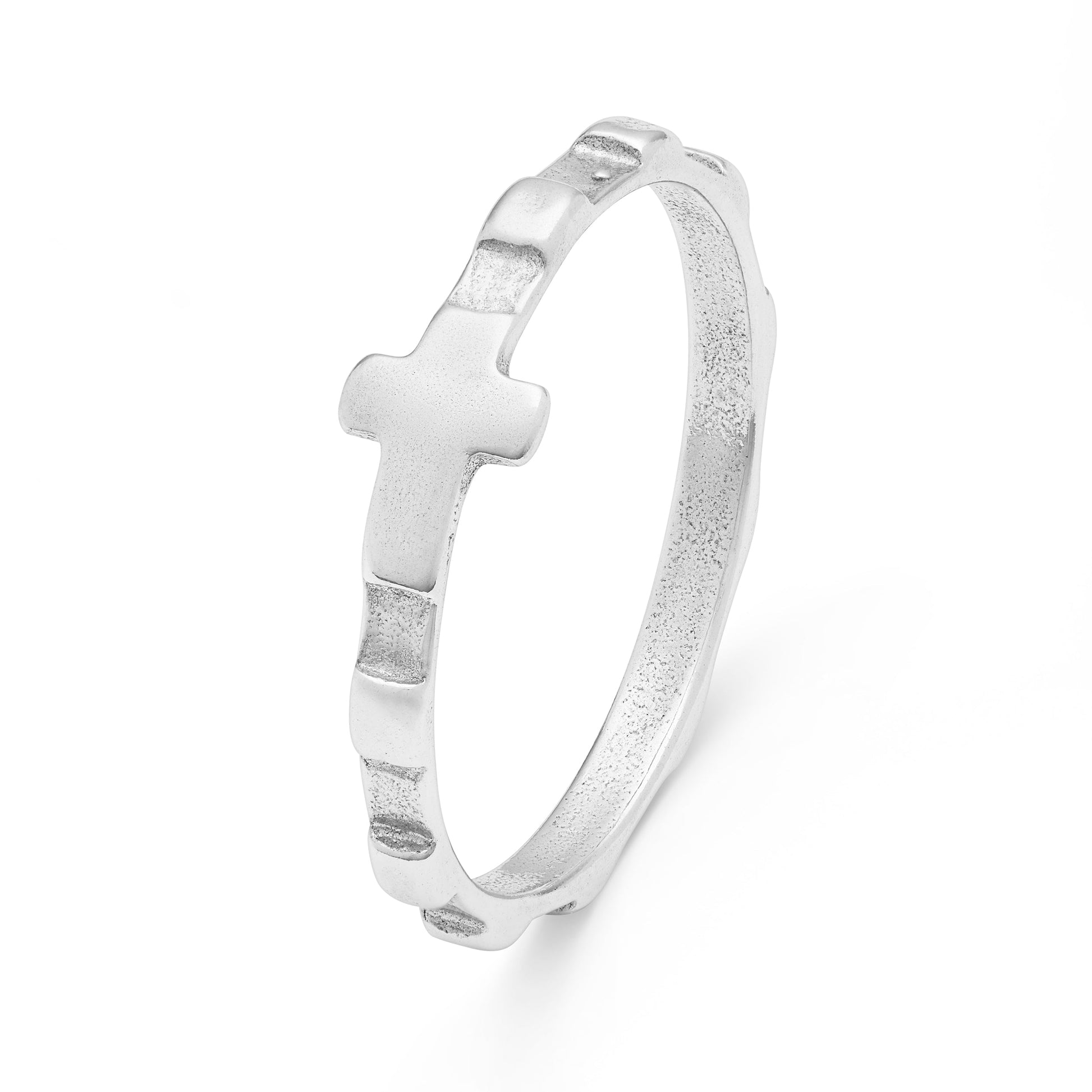 Mondo Cattolico Ring 17.83 mm (0.70 in) Sterling Silver Rosary Ring with Flat Beads