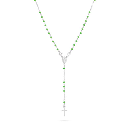 MONDO CATTOLICO ROMA Rosary 35 cm (13.78 in) / 50 cm (19.69 in) / 3 mm (0.12 in) Sterling Silver Rosary with Green Beads