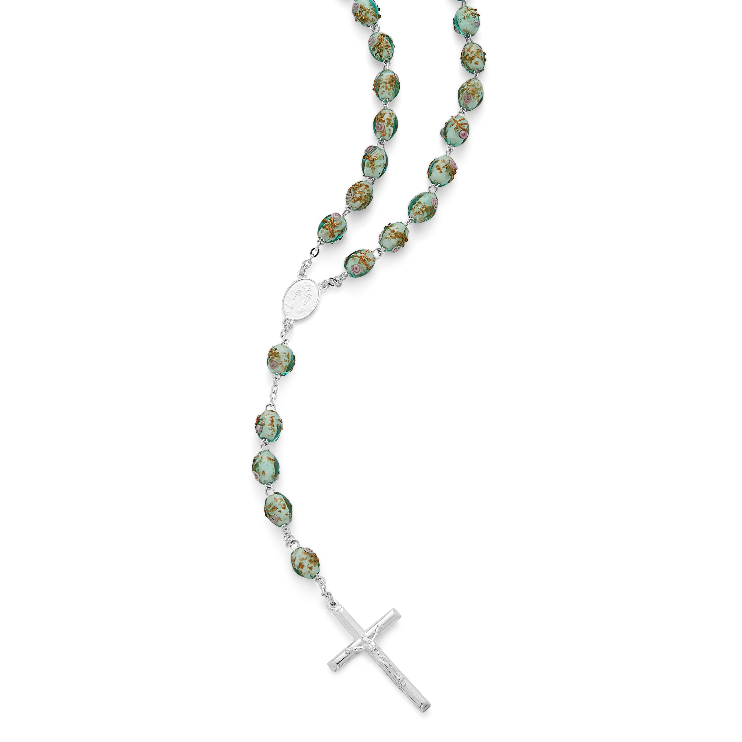 Snow offers quartz and xiuyan jade 925 sterling silver rosary