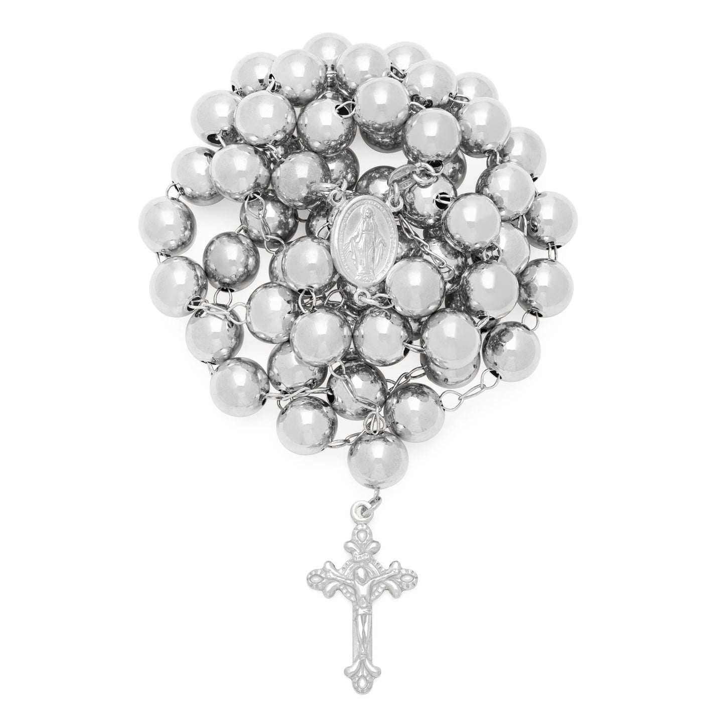 MONDO CATTOLICO ROMA Rosary Sterling Silver Rosary with Large Beads