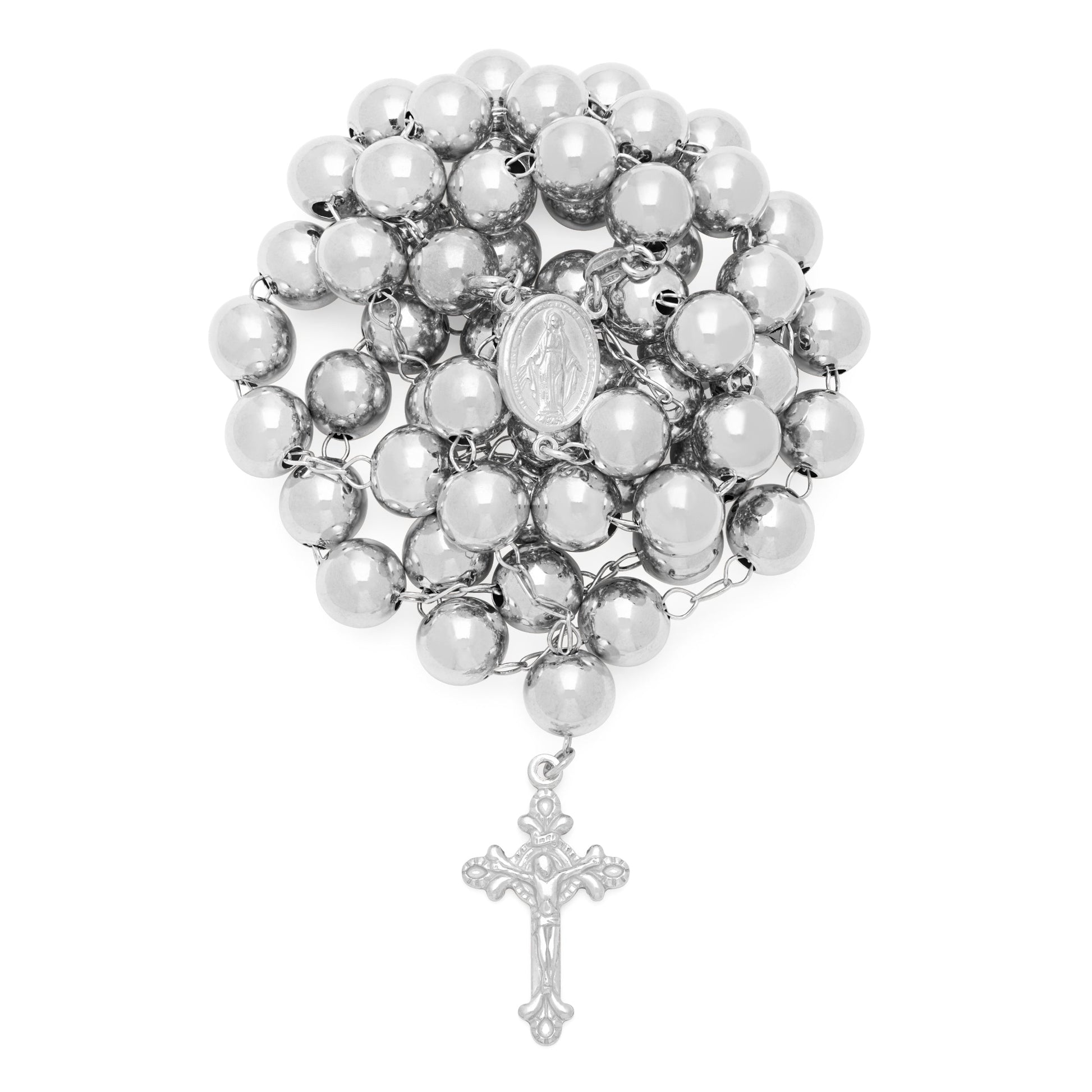 MONDO CATTOLICO ROMA Rosary Sterling Silver Rosary with Large Beads