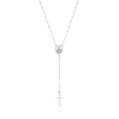 Mondo Cattolico Rosary 28 cm (11.02 in) / 42 cm (16.54 in) / 2 mm (0.08 in) Sterling Silver Rosary with St. Peter's Basilica