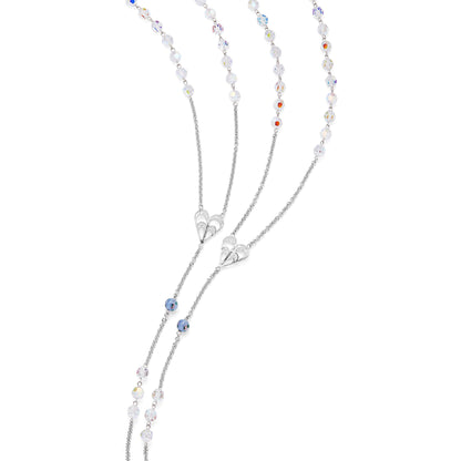 MONDO CATTOLICO ROMA Wedding Lazo 145 cm (57.09 in) / 125 cm (49.21 in) / 8 mm (0.31 in) Sterling Silver Wedding Lazo with Pearl and Blue Lampwork Beads