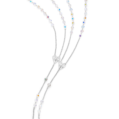 MONDO CATTOLICO ROMA Wedding Lazo 145 cm (57.09 in) / 125 cm (49.21 in) / 8 mm (0.31 in) Sterling Silver Wedding Lazo with Pearl and White Lampwork Beads