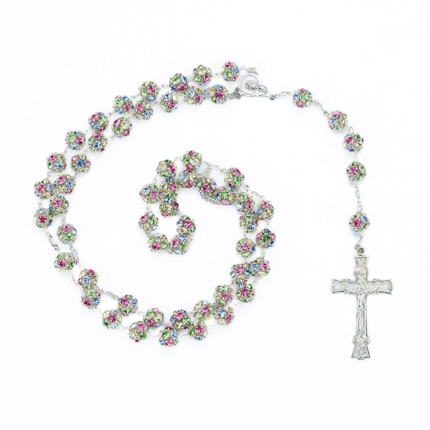 MONDO CATTOLICO Prayer Beads SWAROVSKY SILVER ROSARY