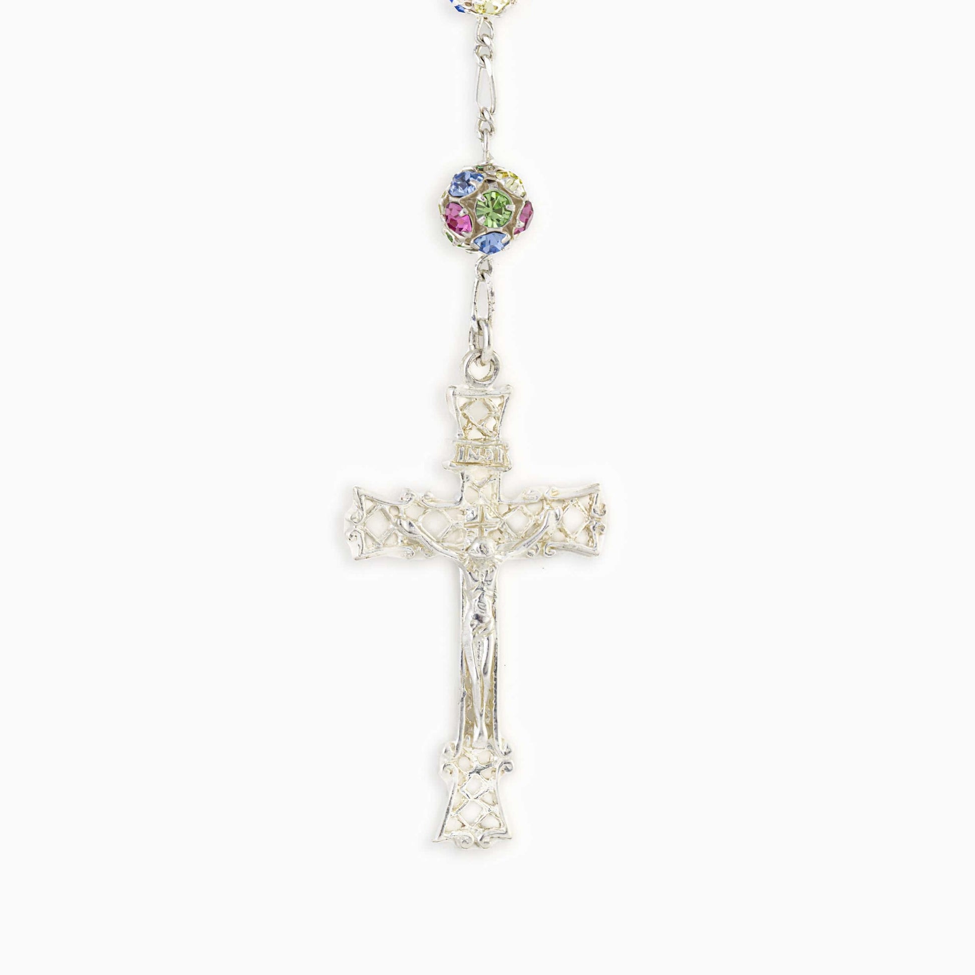 MONDO CATTOLICO Prayer Beads SWAROVSKY SILVER ROSARY