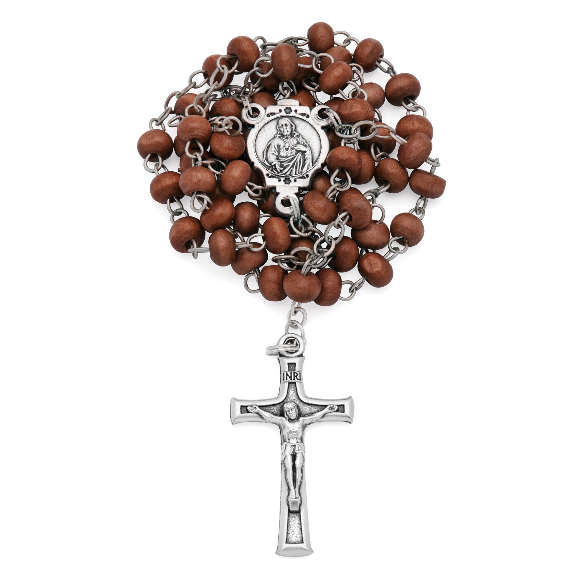 MONDO CATTOLICO ROMA Rosary Box 5x6 cm (1.97x2.36 in) / 4 mm (0.15 in) / 38 cm (14.96 in) Ulive Wood Colored Our Lady of the Miraculous Medal Rosary Case With Wood Rosary