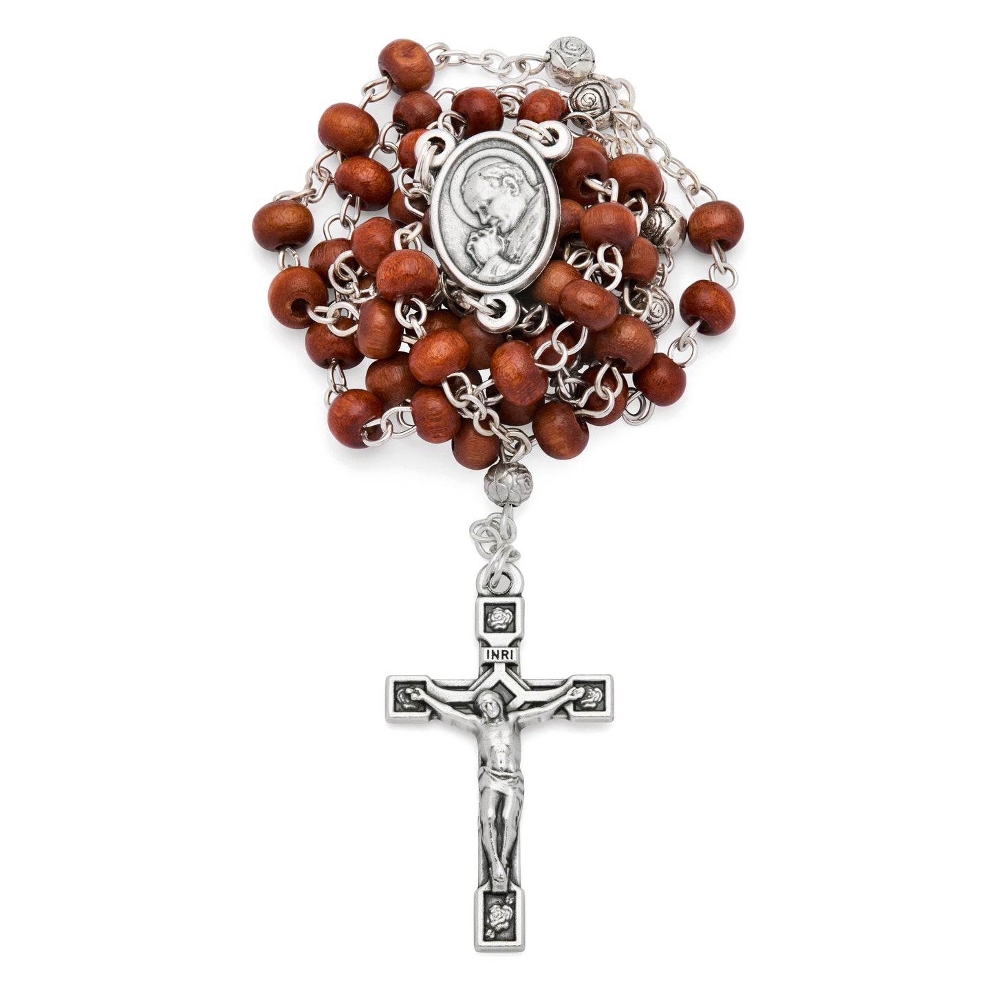 MONDO CATTOLICO ROMA Rosary Box 5x6 cm (1.97x2.36 in) / 4 mm (0.15 in) / 38 cm (14.96 in) Ulive Wood Guardian Angel Rosary Case With Wood Rosary