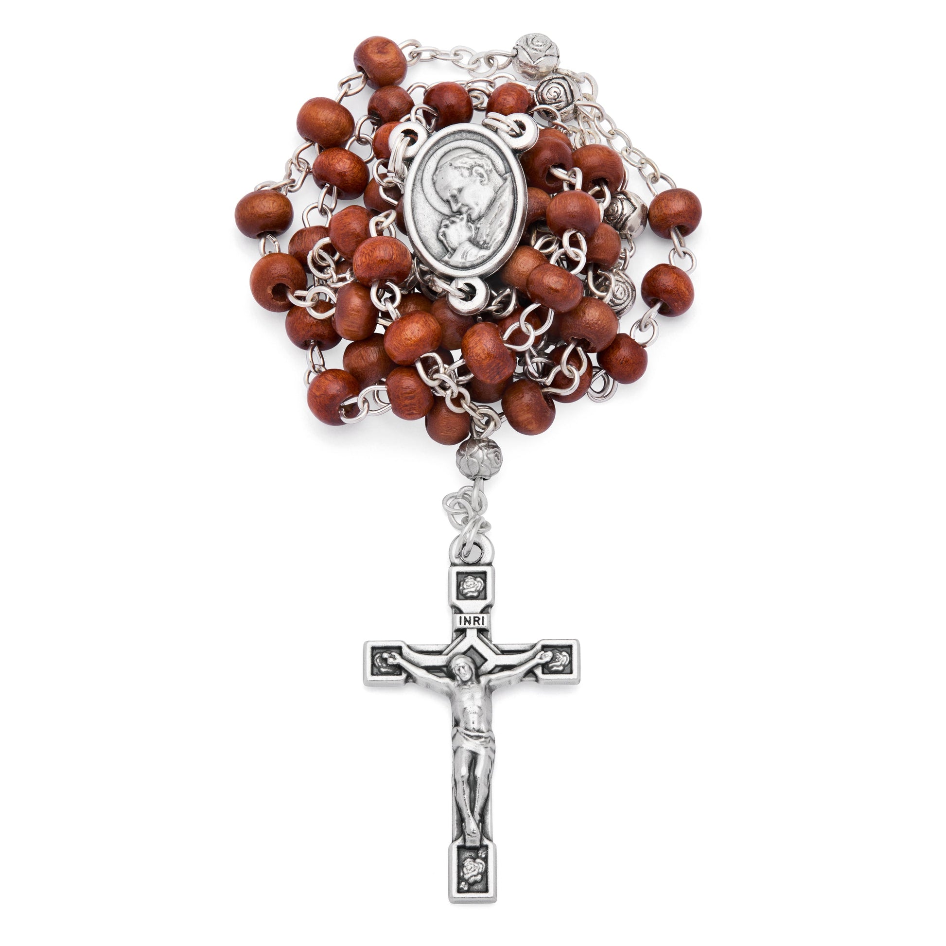 MONDO CATTOLICO ROMA Rosary Box 5x6 cm (1.97x2.36 in) / 4 mm (0.15 in) / 38 cm (14.96 in) Ulive Wood Pope St. John Paul II Rosary Case With Wood Rosary