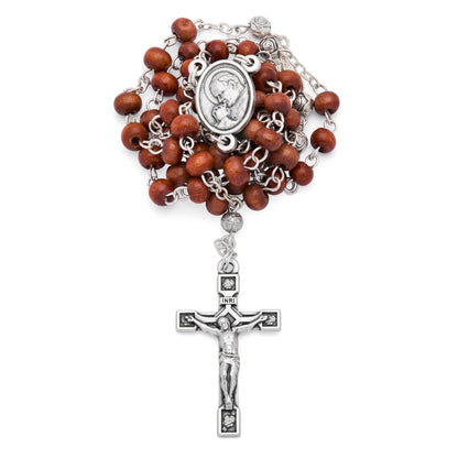 MONDO CATTOLICO ROMA Rosary Box 5x6 cm (1.97x2.36 in) / 4 mm (0.15 in) / 38 cm (14.96 in) Ulive Wood Pope St. John Paul II Rosary Case With Wood Rosary