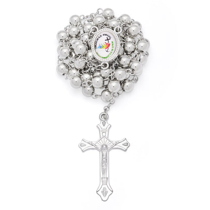 MONDO CATTOLICO ROMA Rosary Box 6 cm (2.36 in) / 48  cm (18.90 in) / 6 mm (0.24 in) White Rosary Box of Jubilee 2025 With Metal Plaque and Metal Rosary